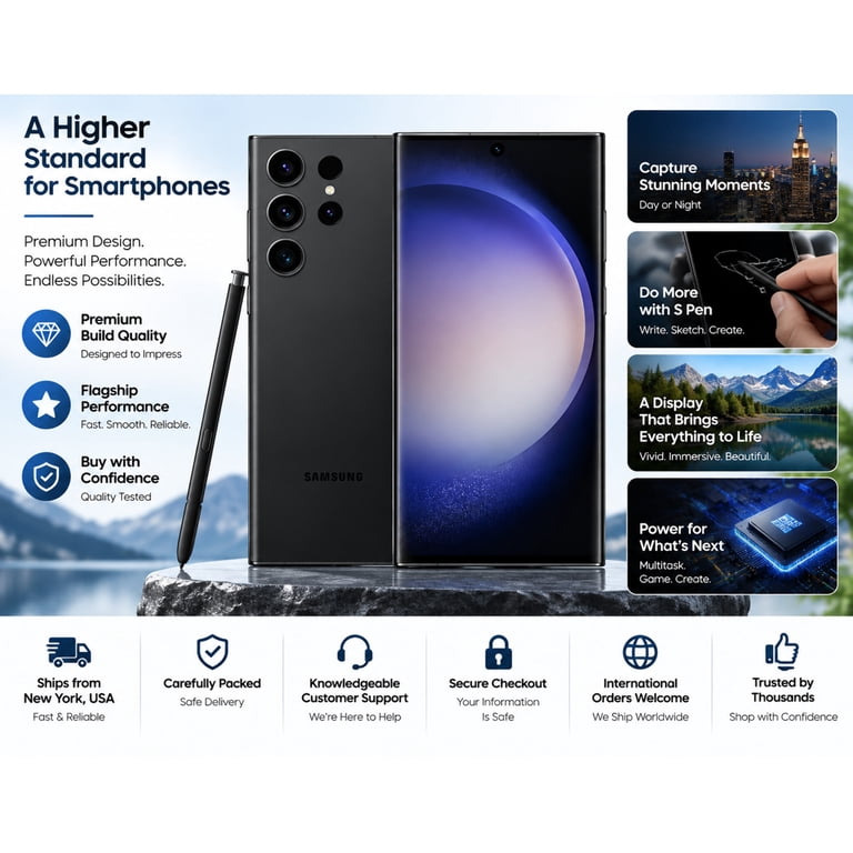 Samsung Galaxy S23 Ultra 5G, 512GB, 12GB RAM, Unlocked, Phantom Samsung Galaxy S23 Ultra 5G, 512GB, 12GB RAM, Unlocked, Phantom