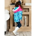 thumbnail image 4 of Girls Jacket Floral Lined Winter Hooded Jacket Kids Coat, Turquoise, Size: 5/6, 4 of 7