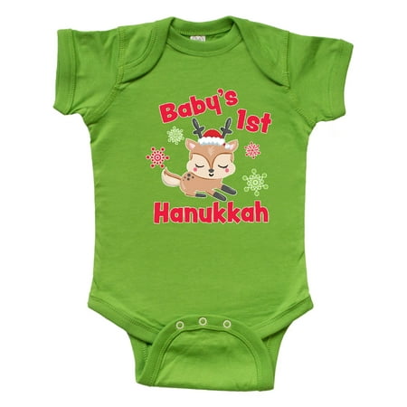 

Inktastic Baby s 1st Hanukkah with cute Reindeer and Snowflakes Gift Baby Boy or Baby Girl Bodysuit