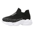 thumbnail image 5 of Kids Running Shoes Elastic Knit Boys Girls Sock Sneakers Comfy Arch Support Platform Walking Shoes Casual Slip on Tennis Shoes Black 2 Big Kid, 5 of 5