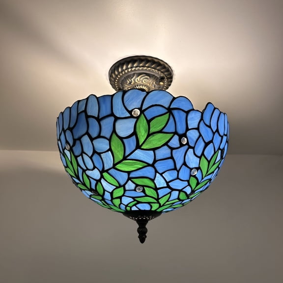 Enjoy Decor Lamps 12-Inch Tiffany Ceiling Light with Stained Glass Bowl