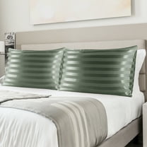 PiccoCasa Satin Pillowcases Standard Pillow Covers Set of 2, King Grey Stripe