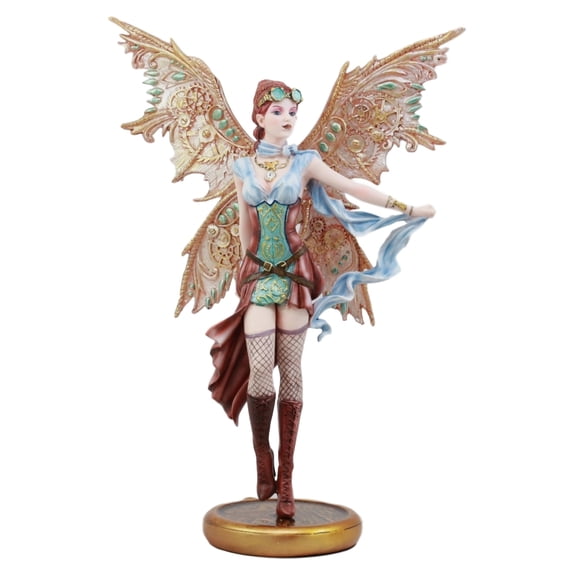 Ebros Gift Steampunk Aviator Fairy Standing On Time Warp Machine Figurine 13"H Victorian Atlas Traveler Statue