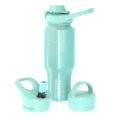 thumbnail image 2 of Coldest Sports Water Bottle - 3 Insulated Lids (Chug Lid, Straw Lid, Loop Lid ) Double Walled, Thermo Mug, Metal Canteen (36 oz, Astronaut Green Glitter), 2 of 7