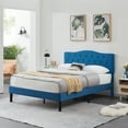 thumbnail image 2 of VECELO Upholstered Platform Bed with Adjustable Headboard，Queen Size，Blue, 2 of 8