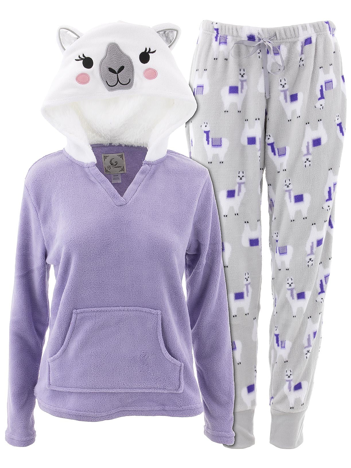 PJ Couture PJ Couture Women's Llama Hooded Lavender Pajamas
