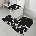 thumbnail image 4 of Bathroom Mats Sets 3 Piece Cow Skin Print Bathroom Rug and Toilet Seat Cover Set with U-Shaped Mat Soft Brown Spots Bath Mats for Bathroom 16"x24", 4 of 6