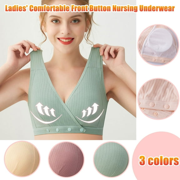 CFLVAEK Plus Size Nursing Bras for Women Front Closure Vest Type Maternity Bra Push Up Pregnancy Bras Lightly Wireless Sleep Bras Green XXL