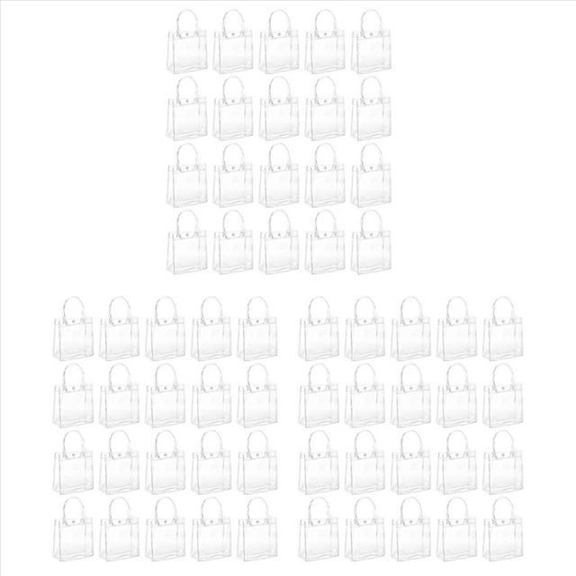60 Bolsas de Regalo Transparentes con Asa para Regalo de Boda, Bolsas Reutilizables para Regalo de Dulces, Bolsas de Regalo para Fiesta de Navidad, 15 X 20 X 7 cm