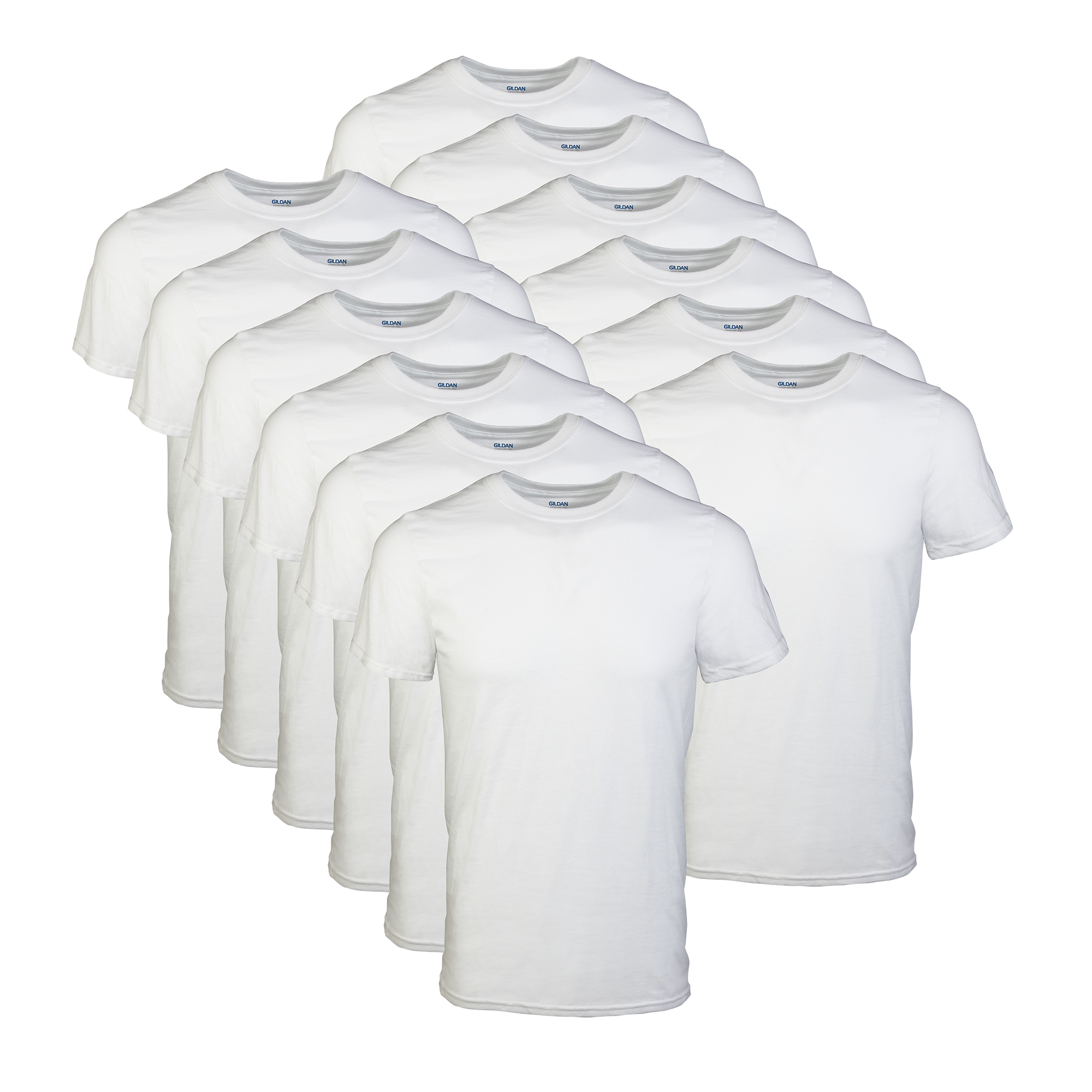 Gildan Adult Men's Tag Free, Crew T-shirts, White, 12-Pack, Sizes S-2XL