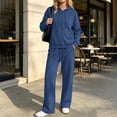thumbnail image 2 of vdgthytj Sweatsuits Women 2 Piece Outfit Full Zip Long Sleeve Hooded Jackets Drawstring Straight Leg Pants Fall Casual Athletic Sets(3X-Large,Navy), 2 of 7