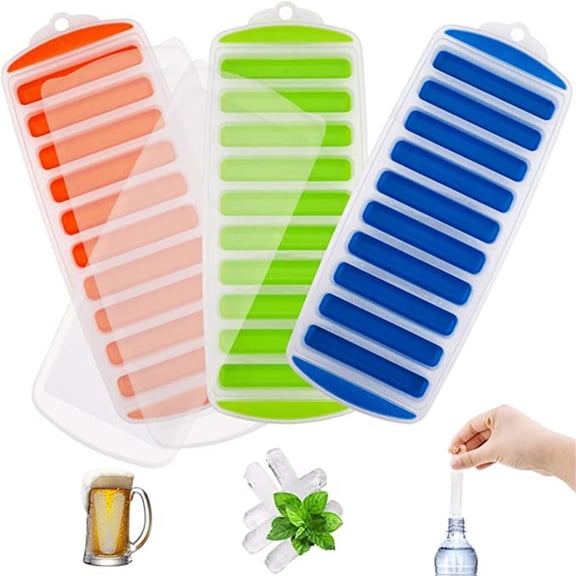 WLAGOOD Multi Color Silicone Ice Stick Mold Flexible Push Out Design 10 Ice Sticks Stackable Reusable Ice Tray for Water Bottles Whiskey Dorm Mini Freezer