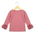 thumbnail image 2 of Otqutp Baby Funny Blouse Toddler Girl Solid Color Base Shirt with Lace Long Sleeve Blouse Casual Loose Crew Neck for 1 To 8 Years, 2 of 4