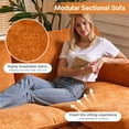 thumbnail image 5 of Ktaxon Sectional Sofa L Shaped Couch with Chaise Living Room Sleeper Set, 2 Seats with Chenille and Double Layer Cushions 86" W Orange, 5 of 11