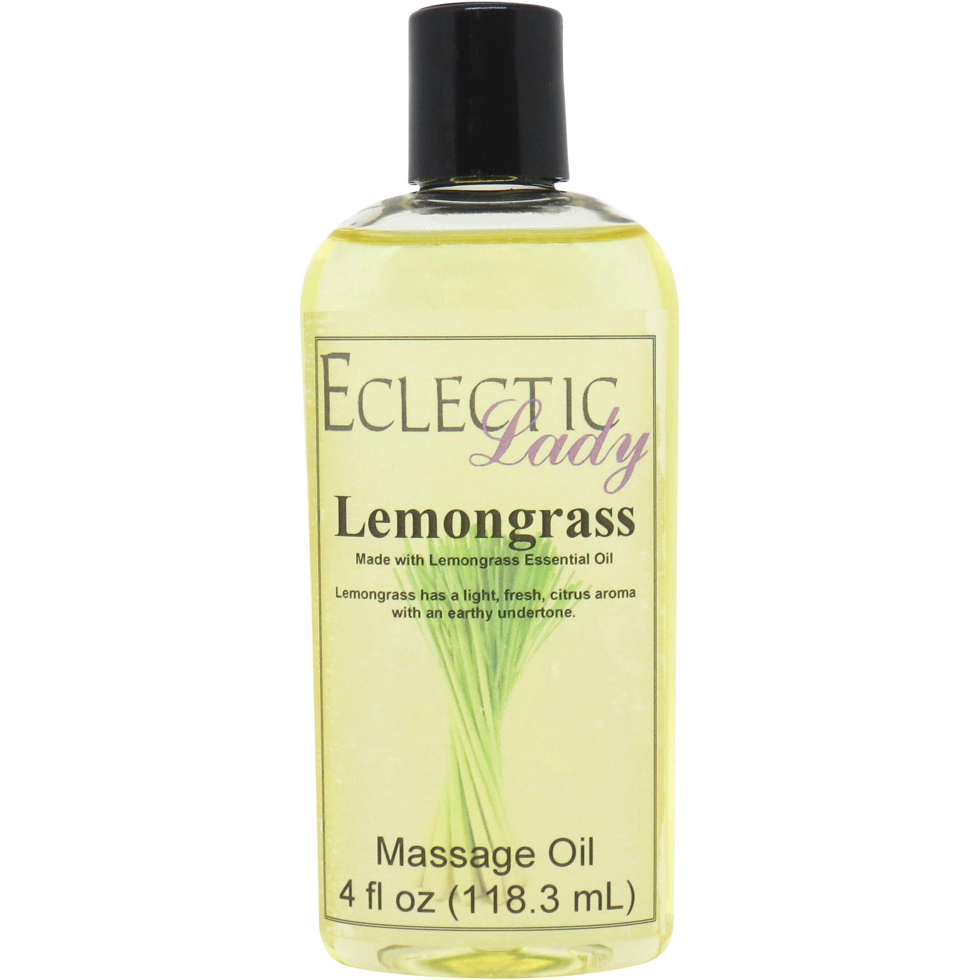 Lemongrass Massage Oil by Eclectic Lady, 4 oz, Sweet Almond Oil and Jojoba Oil