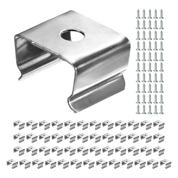 Uxcell Waterproof LED Strip Light Clips [50pcs] - Mounting Clips with Screws For 9.5x12mm LED Neon Flexible Strip Lighting, Neon Signs DIY - [Silver - 0.45 IN]