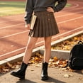 thumbnail image 5 of Girl Plaid Pleated Skirt Built In Lined Short High Waist Button A Line Skort, 5 of 9