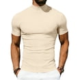 thumbnail image 2 of Mens Mock Turtleneck Shirts Casual Cotton Short Sleeve Shirt Basic Half Neck T-Shirts, 2 of 10