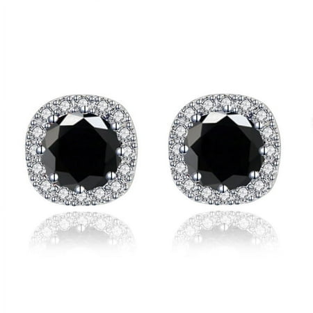 14k White Gold 1 Ct Round Created Black Sapphire Stud Earrings Women Plated by Paris Jewelry 14k White Gold 1 Ct Round Created Black Sapphire Stud Earrings Women Plated by Paris Jewelry