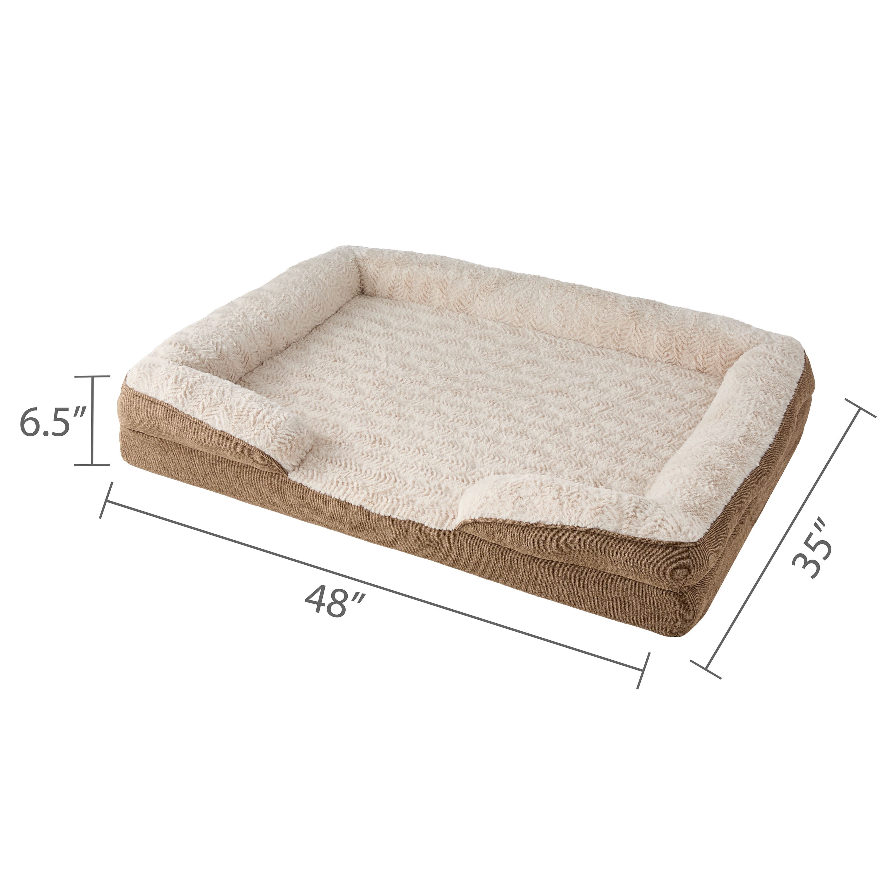 Vibrant Life Extra Large Orthopedic Bolster Dog Bed, Tan, 35" x 48"