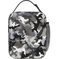 thumbnail image 3 of Black Grey White Camo print Lunch Bag Insulated Lunch Box for Women Reusable Lunch Box Cooler Tote Bag for Work Picnic Travel, 3 of 6