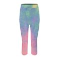 thumbnail image 6 of Bovemsi Yoga Pants For Women Tie Dyed Printed Leggings High Waist Cut Lightweight And Comfortable Solid Soft Sleepwear Capri Legging,S, 6 of 7