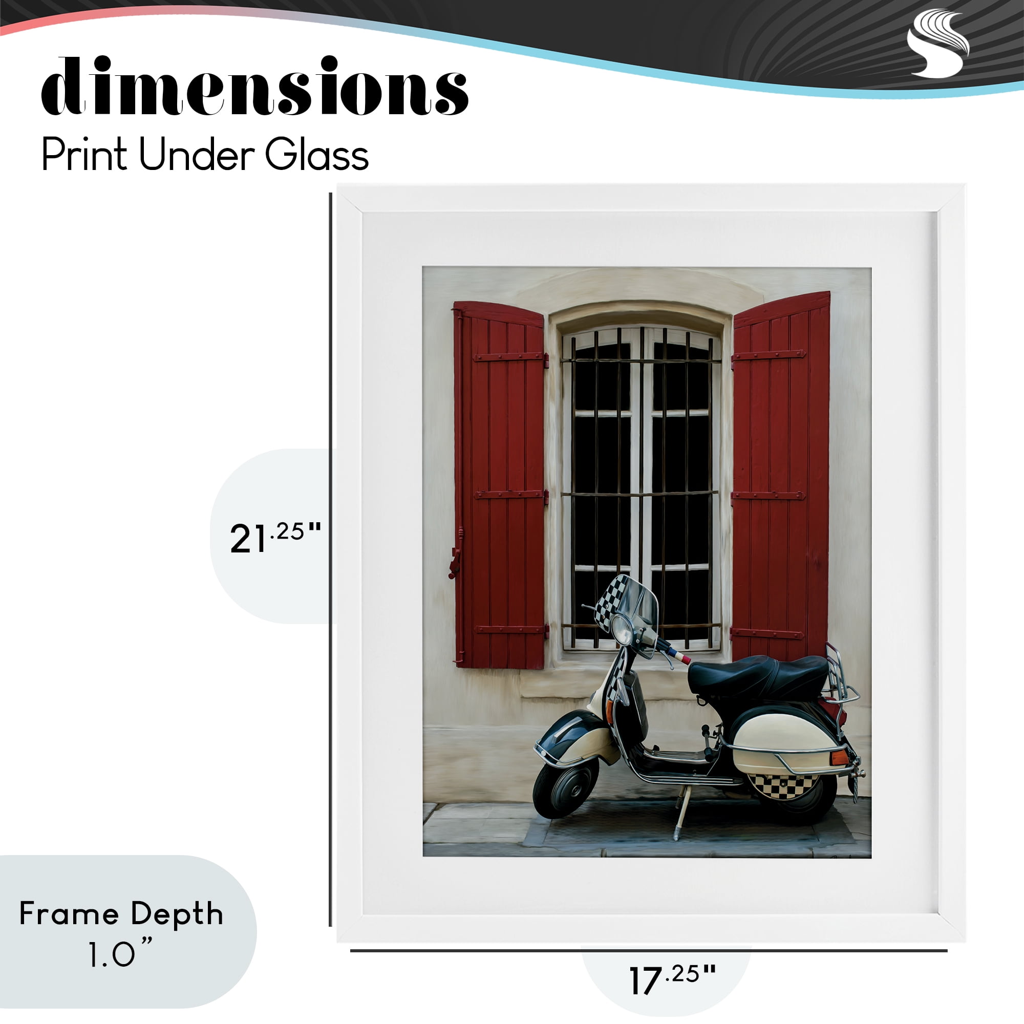 Stupell Industries Two Wheel Dream White Framed Print Under Glass, design by Renel Peters