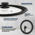 thumbnail image 5 of 9.5-12 Inch Universal Pot Lid with Vertical Stand - Tempered Glass & Silicone Rim Fits Multiple Pan Sizes, Interchangeable Handle, Heat-Tolerant to 350°F, 5 of 8