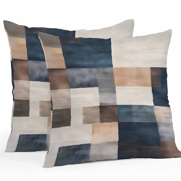 Abstract Blue Black Outdoor Pillow Covers Pack of 2 Oil Painting Waterproof Throw Pillow Covers Decorative Cushion Cases for Patio Garden Tent Balcony Couch 16x16 inch