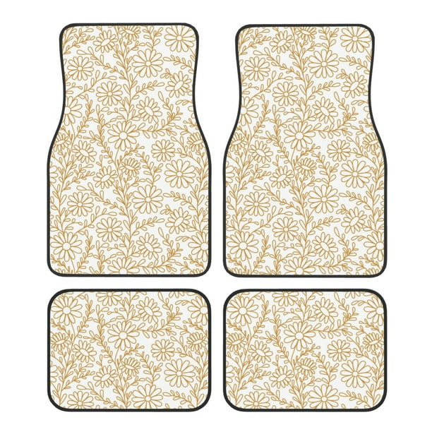 Fotbe Plant Juego de 4 Tapetes para Auto con Estampado – Alfombrillas de Goma Reforzada, Diseño Antideslizante, Protección para Todo el Año – Vehículos, Autos, Camionetas y SUVs
