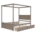 thumbnail image 4 of Harper & Bright Designs Full Size Canopy Bed Frame with Trundle and 2 Storage Drawers, Wood Full Platform Bed with Headboard, Light Brown, 4 of 9