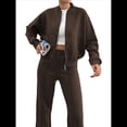 thumbnail image 1 of Conjuntos de Salón para Mujer, Conjunto Deportivo de 2 Piezas, Sudadera, Pantalón Deportivo de Pierna , Conjunto Deportivo A Juego Café L, 1 of 8