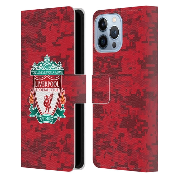 Head Case Designs Officially Licensed Liverpool Football Club Digital Camouflage Home Red Crest Leather Book Wallet Case Cover Compatible with Apple iPhone 13 Pro Max