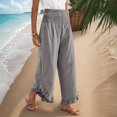 thumbnail image 6 of Weiqiqre Summer Pants for Women Wide Leg Pants High Waisted Elastic Waistband Palazzo Pants Flare Yoga Pants Soft Pilates Pants, 6 of 8