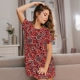 thumbnail image 3 of Haiem Vintage Red Paisley Print Women’s Short-sleeved Nightdress – Comfortable and Loose-Fit Sleepwear, Soft Cotton Sleep Shirt for Relaxing, Casual Nightdress, 3 of 6