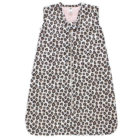 Hudson Baby Infant Girl Plush Faux Fur Sleeping Bag, Wearable Blanket, Leopard Pink, 0-6 Months