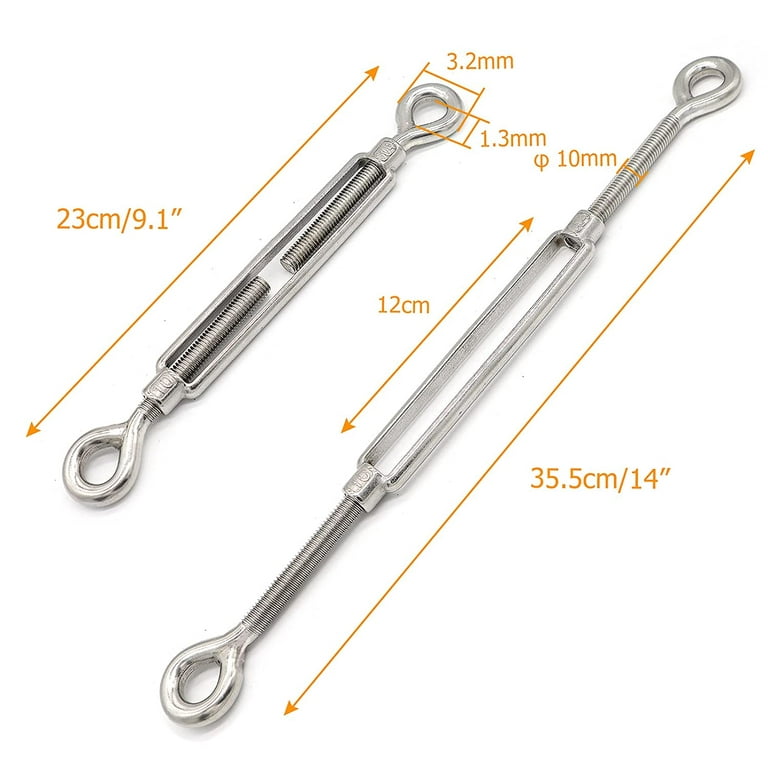 M10 Turnbuckle 304 Stainless Steel Turnbuckle Hook And Eye Turnbuckle Wire  Rope Tension Pack Of 1