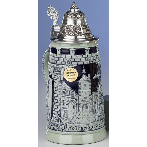 Rothenburg Germany LE Blue Relief German Beer Stein .25 Liter