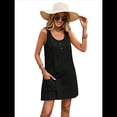 thumbnail image 2 of Vestido de Verano para Mujer, Sin Mangas, con Bolsillos, Informal, Corto, Corte A, Cuello Redondo. Negro XL, 2 of 8