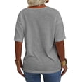thumbnail image 3 of Langwyqu Plus Size Solid Color Summer V-Neck Women Loose T-Shirt Tops, 3 of 5