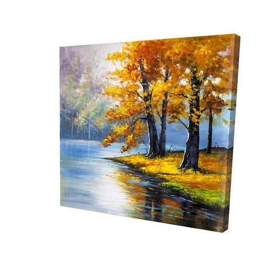 Begin Home Decor 2080-3636-LA26 36 x 36 in. Two Trees By the Lake - Orange Landscape Canvas Art for Home