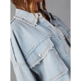 thumbnail image 4 of Arvbitana Women's Oversized Denim Jacket Long Sleeve Solid Color Shirts Button Down Boyfriend Jeans Coat Loose Trucker Jacket With Pocket, 4 of 5