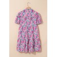 thumbnail image 6 of Women's Pink Floral Collared Half Placket Short Sleeve Loose Dress - Effortlessly Chic A-Line Design | [ZhiHiMeRi] | (US 12-14)L, 6 of 11
