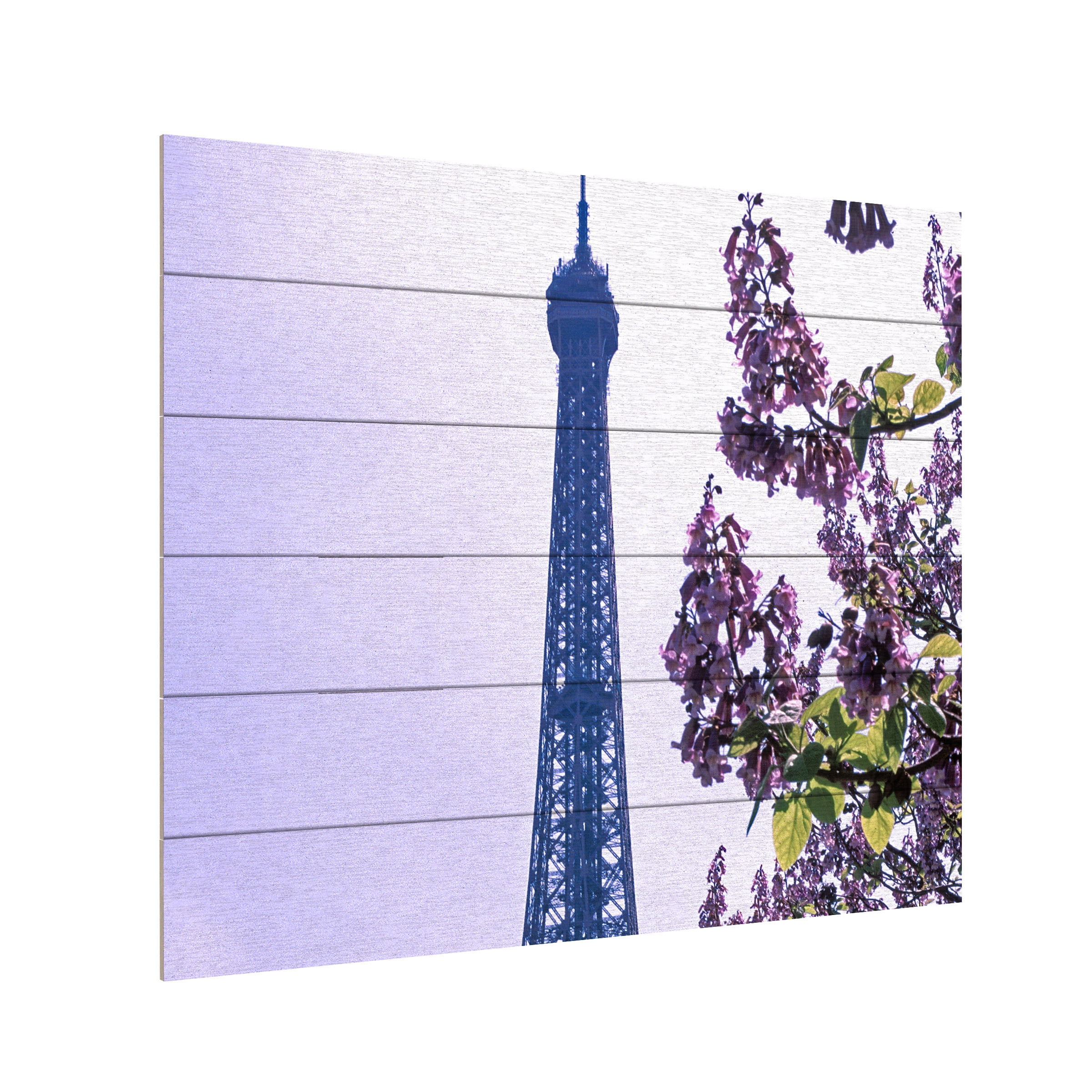 Trademark Fine Art 'Eiffel Tower with Blossoms' Wooden Wall Art Art by Kathy Yates