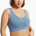 thumbnail image 3 of Rexolia Womens Plus Size Sports Bra Seamless Racerback Yoga Running Fitness Tank Top Wireless Support Crop Activewear Light Blue 4XL, 3 of 3