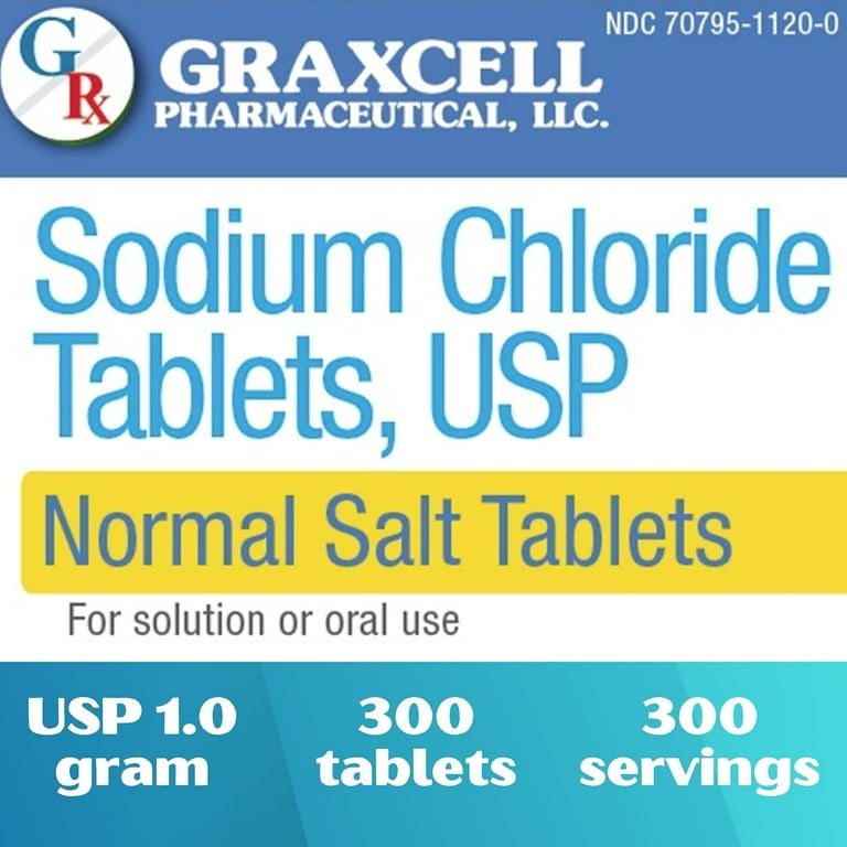 Sodium Chloride Tablets 1 Gm | 300 Count | Normal Salt