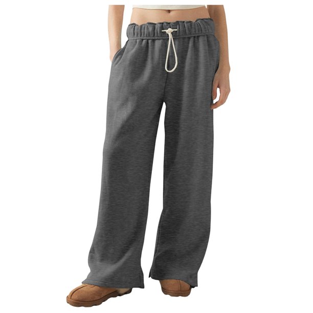 Pantalones deportivos casuales nuevos de pierna recta para mujer: cintura elástica con cordón, bolsillos laterales, tejido de poliéster, tallas S-XXXL.