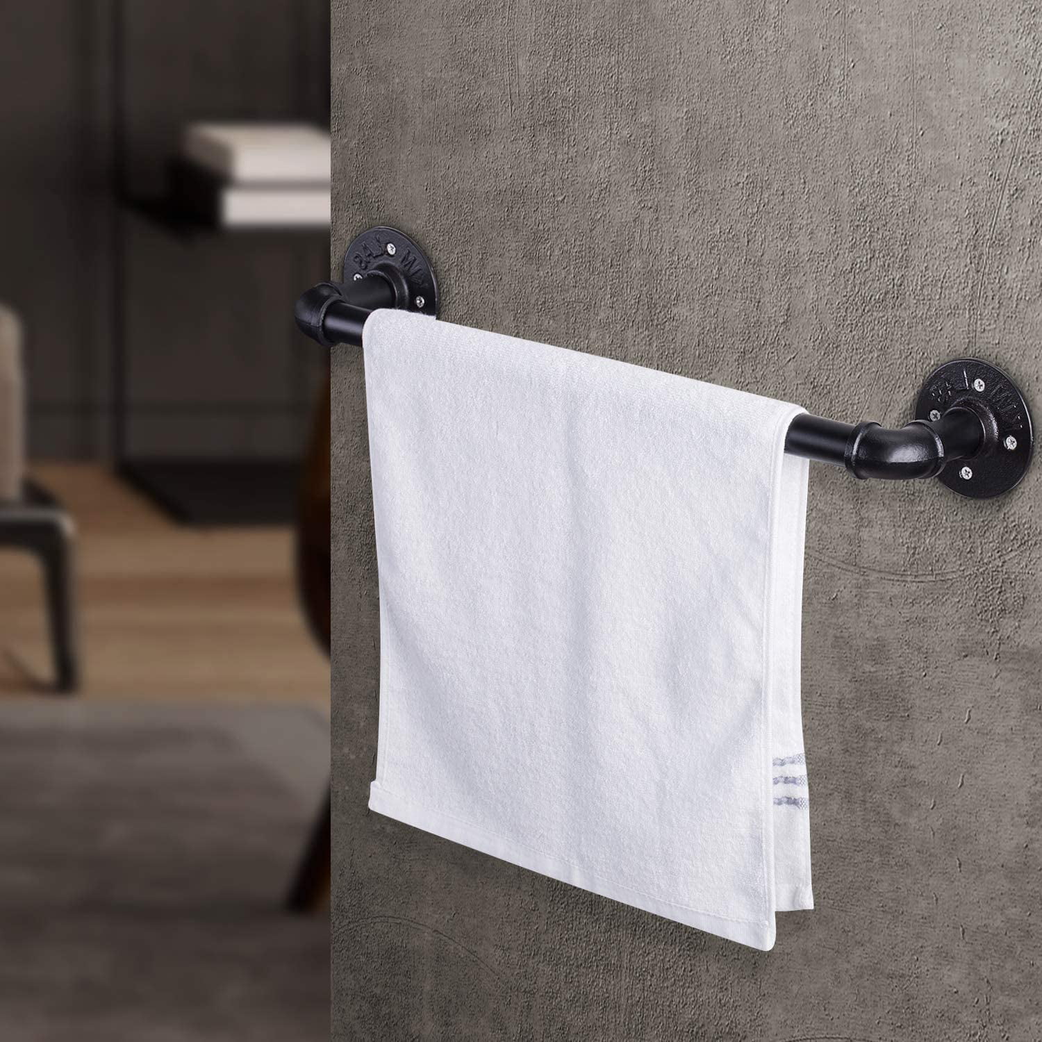 18 Inch Industrial Pipe Towel Bar Bathroom Hardware Wall Mount Rack Holder 