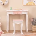 thumbnail image 4 of Patiojoy Kids Vanity Table and Chair Set Princess Makeup Table with Stool Removable Tri-Folding Mirror Pink, 4 of 9