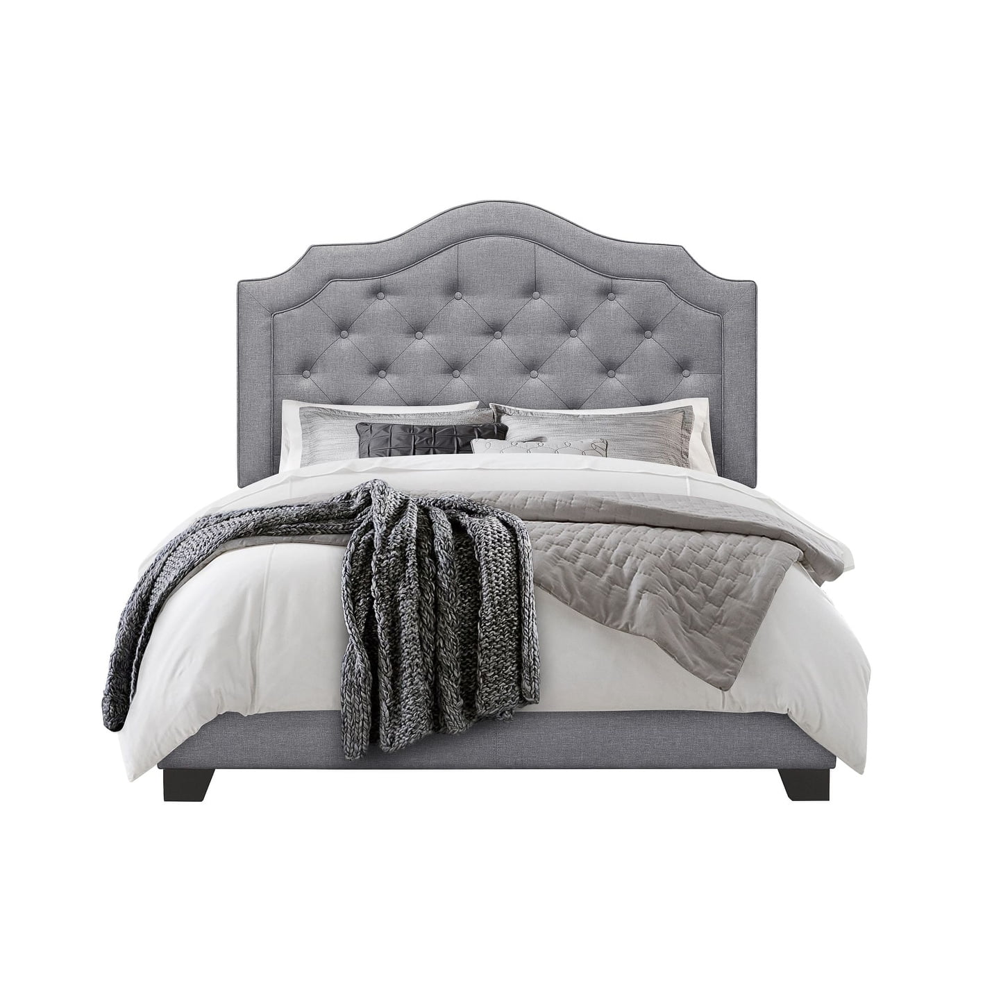 Nadine Upholstered Panel Bed Beige Queen Walmart